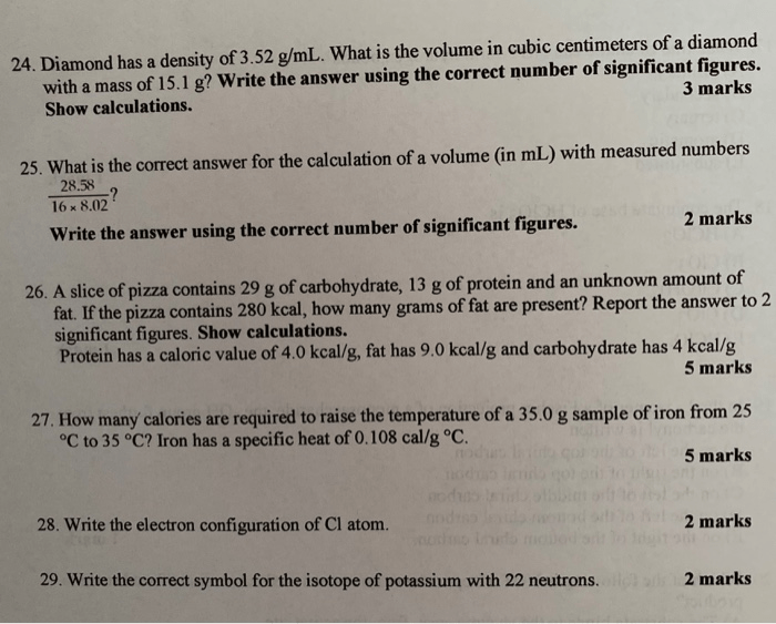 Diamond has a density of 3.52 g/ml