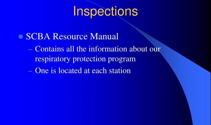 A daily/weekly inspection of scba should include